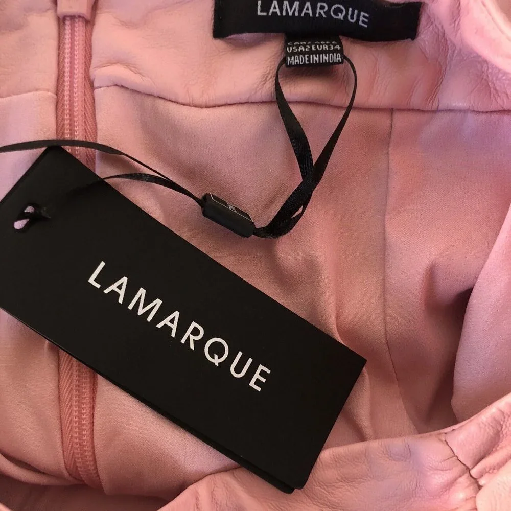 LAMARQUE X REVOLVE Aricia Skirt Mini Orchid Pink Pastel Leather 6 NWT $375 - Picture 5 of 8